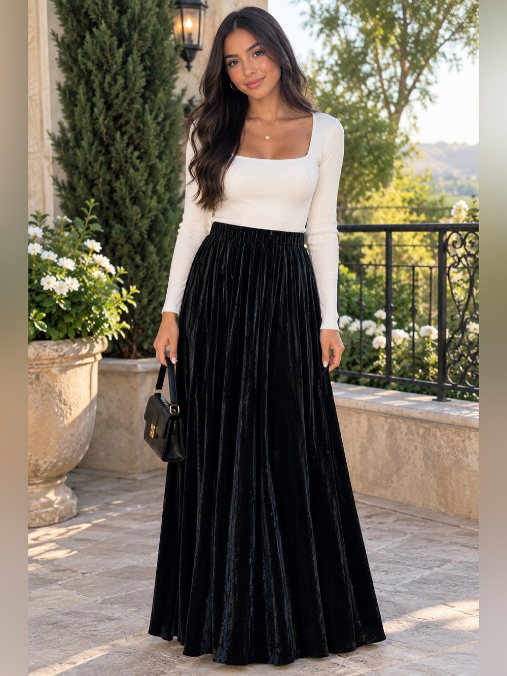 On 34th Chic Black Maxi Skirt